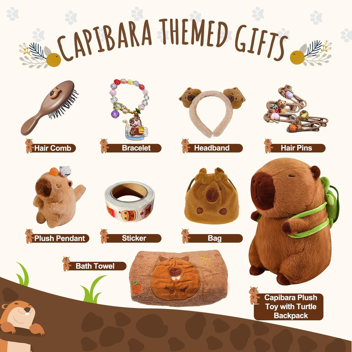 BEIMENWAI capybara plush keychain, adorable backpack accessory