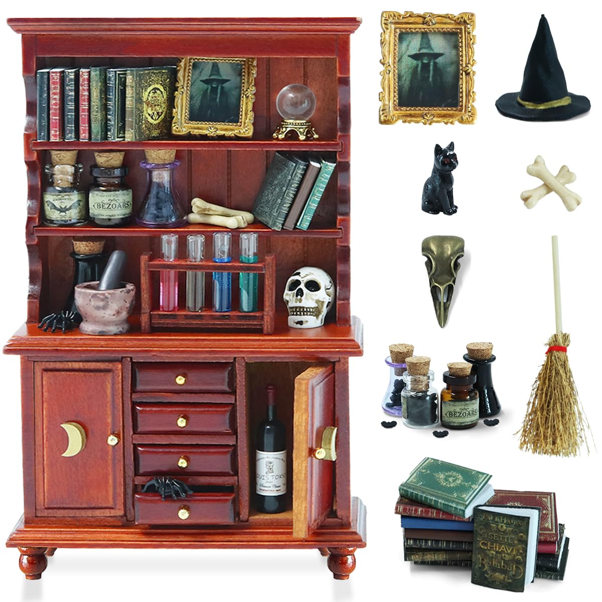 BEIREG dollhouse bookshelf in 1/12 scale adds organized realism for tiny libraries