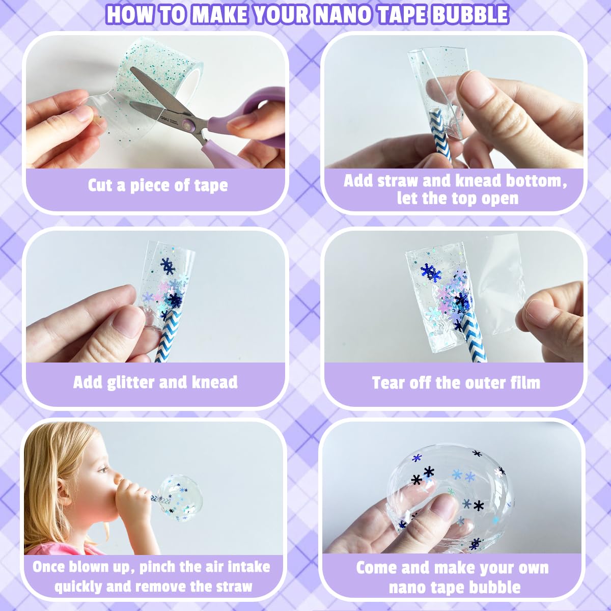 BEIREG Nano Tape Bubble Kit glitter and beads for sparkle.