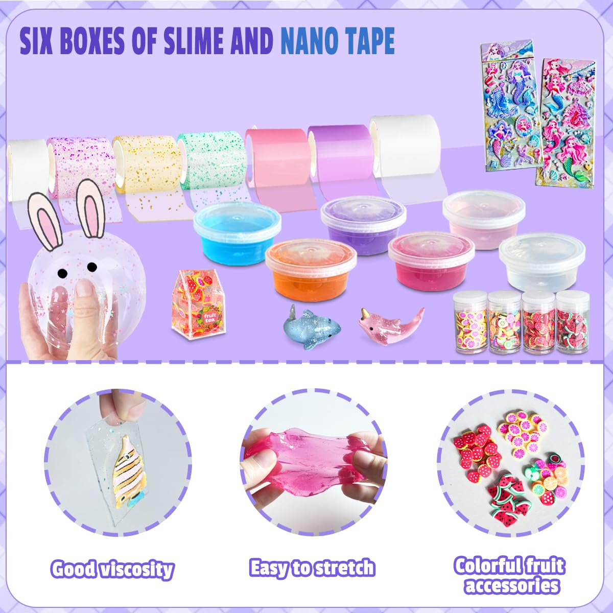 BEIREG Nano Tape Bubble Kit six slimes for mixed textures.