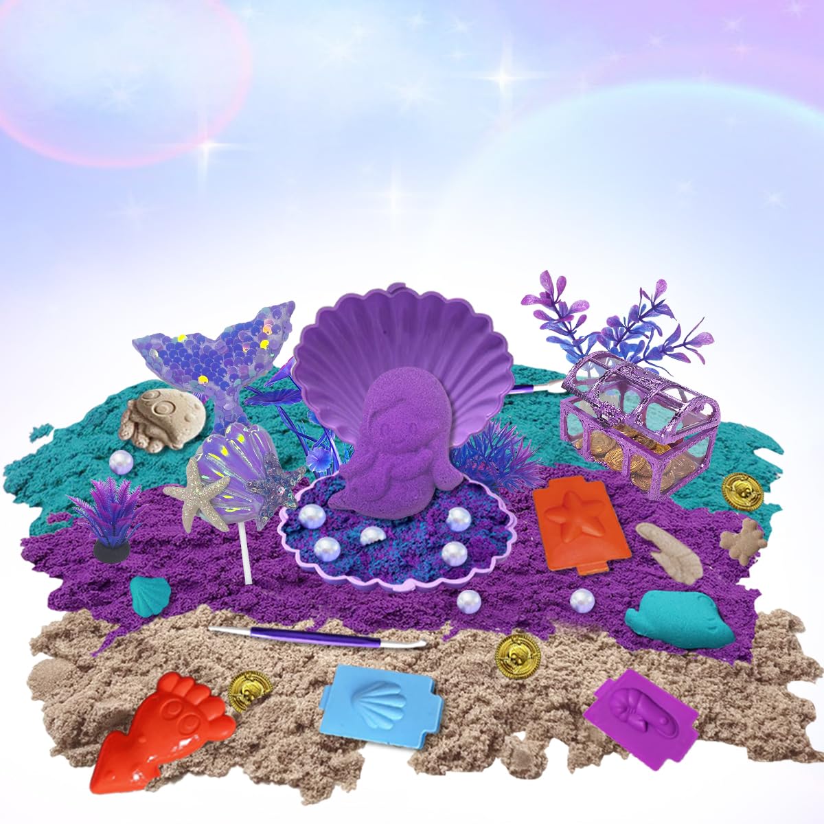 BEIREG Sand tools enable scooping, shaping, and stamping during play.