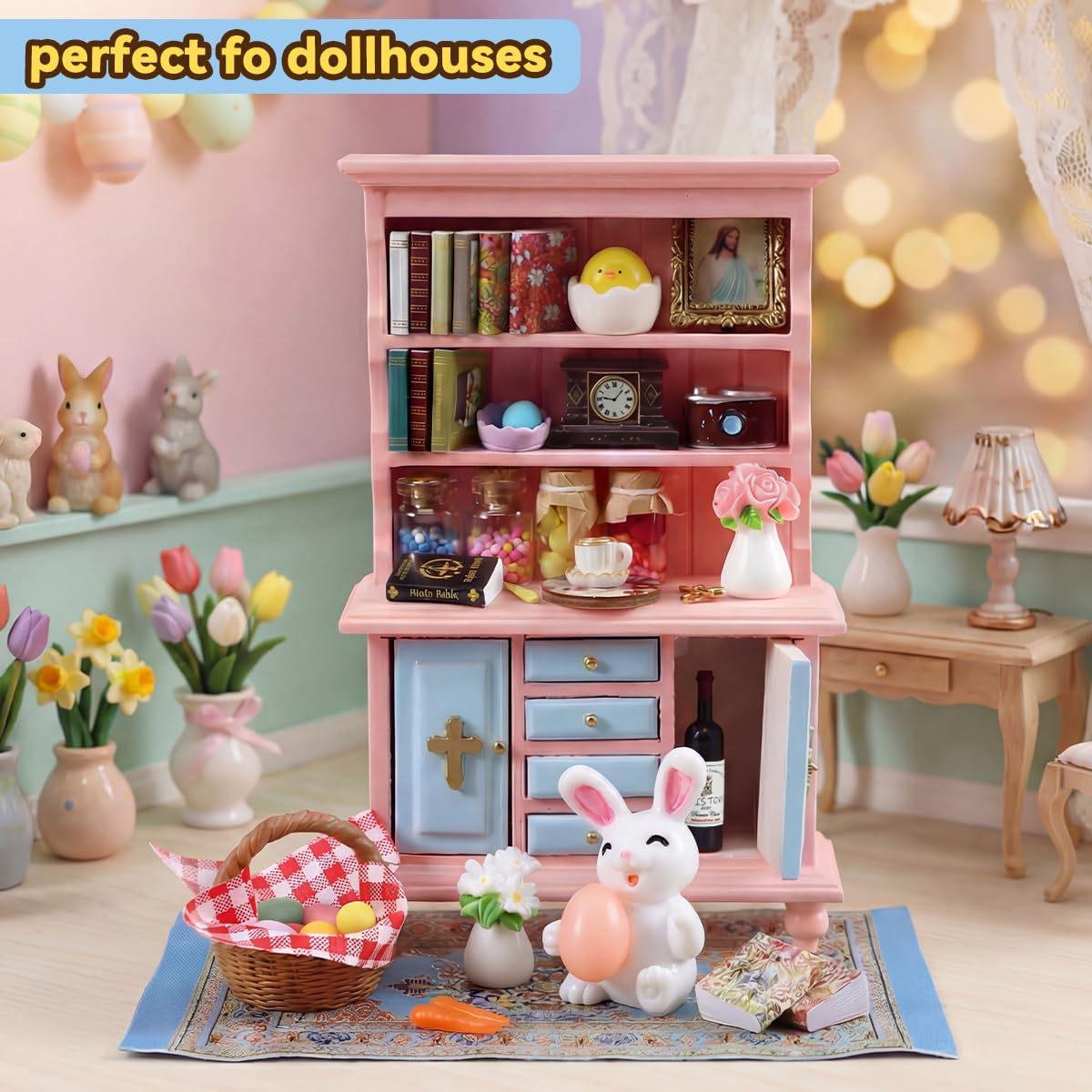 BEIREG Vintage Springtime Hutch Set Easter eggs evoke seasonal décor potential