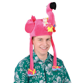 Beistle Flamingo Hat novelty design with lei and flip flops.