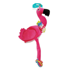 Beistle Plush Flamingo Hat in a luau scene, eye catching party accessory.