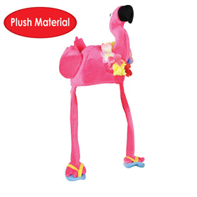 Beistle Flamingo Hat side view showing one size fits most comfort.