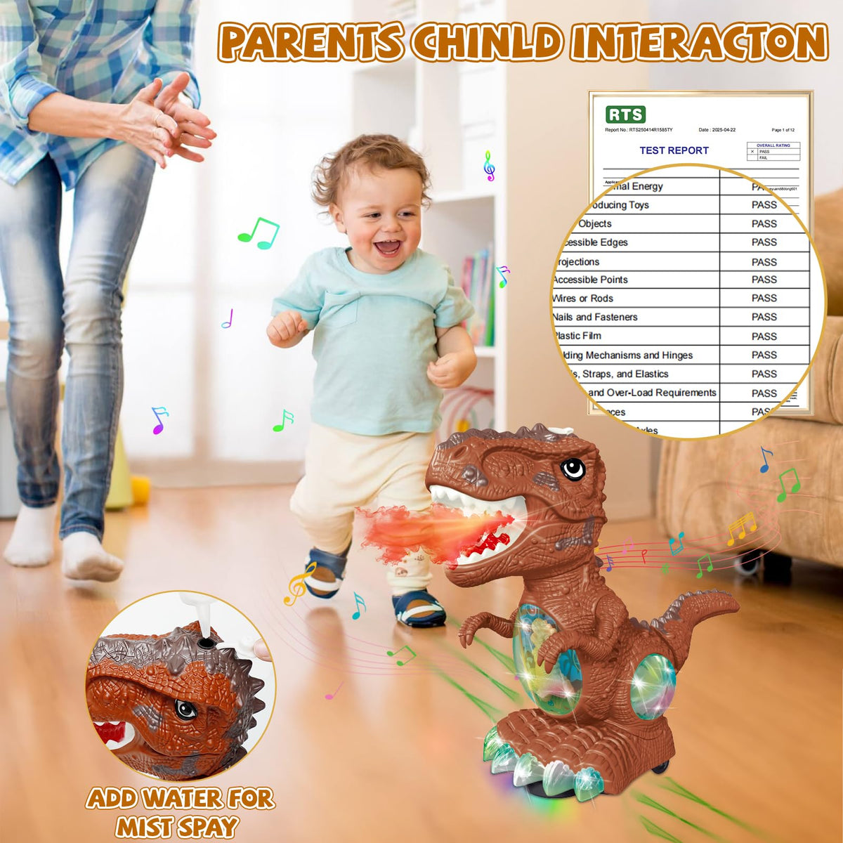 BEKALERZ dino toy with mist spray, inspires active movement and exploration