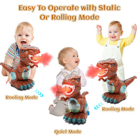 BEKALERZ two-mode dinosaur toy with detachable tail and mist feature