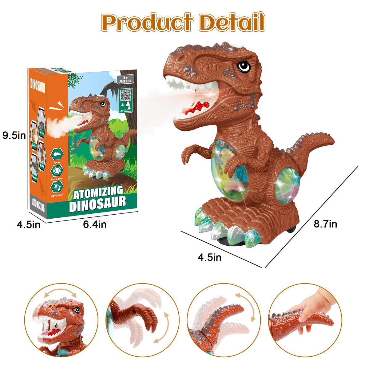 BEKALERZ roaring dino toy produces realistic sounds for imaginative play