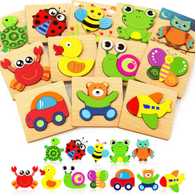 Bekayshad wooden bear puzzle helps develop fine motor skills during hands-on play
