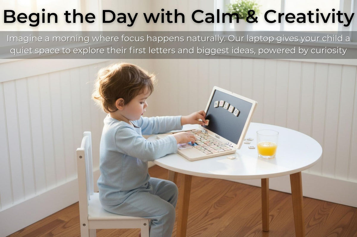 BEKILOLE child using laptop for pretend-play supports imaginative engagement.