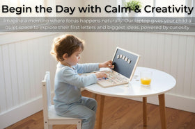 BEKILOLE child using laptop for pretend-play supports imaginative engagement.