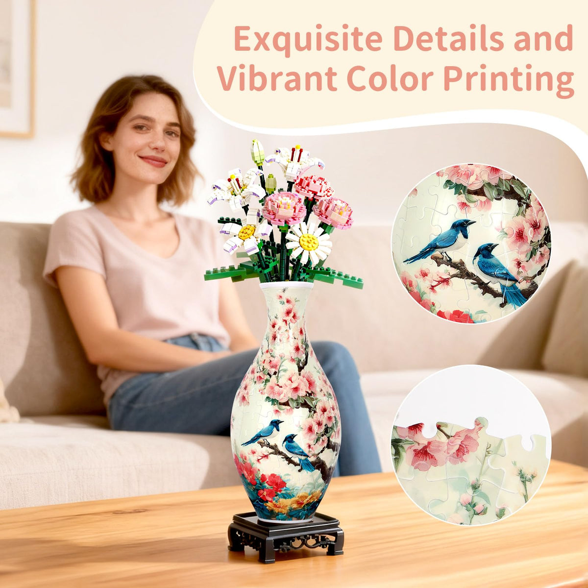 BELEEV 3D puzzle vase shows colorful structure for modern living spaces.