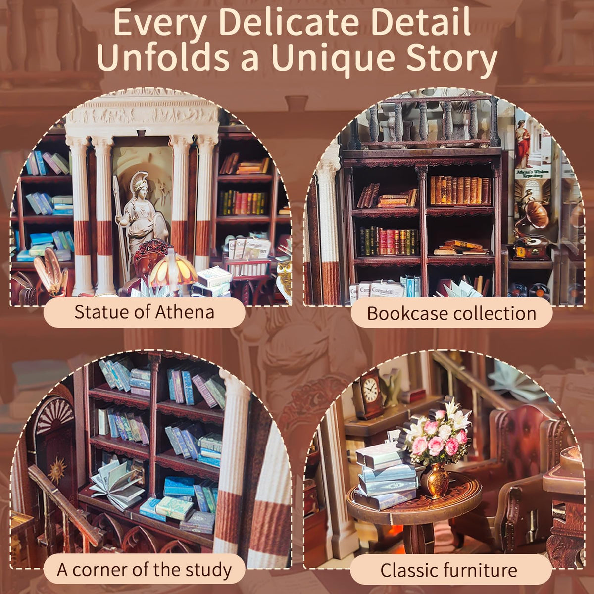 BELEEV Book Nook Kit natural wood texture emphasizes quality materials