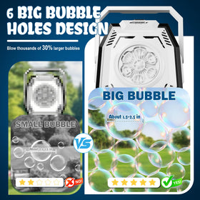 Belemar Bubble Machine 320ml tank shows refilling needs during outdoor events.