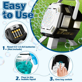 Belemar Bubble Machine battery-powered portability for quick setup anywhere.