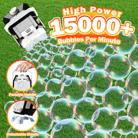 Belemar Bubble Machine high-output mode fills space with bubbles for celebrations.