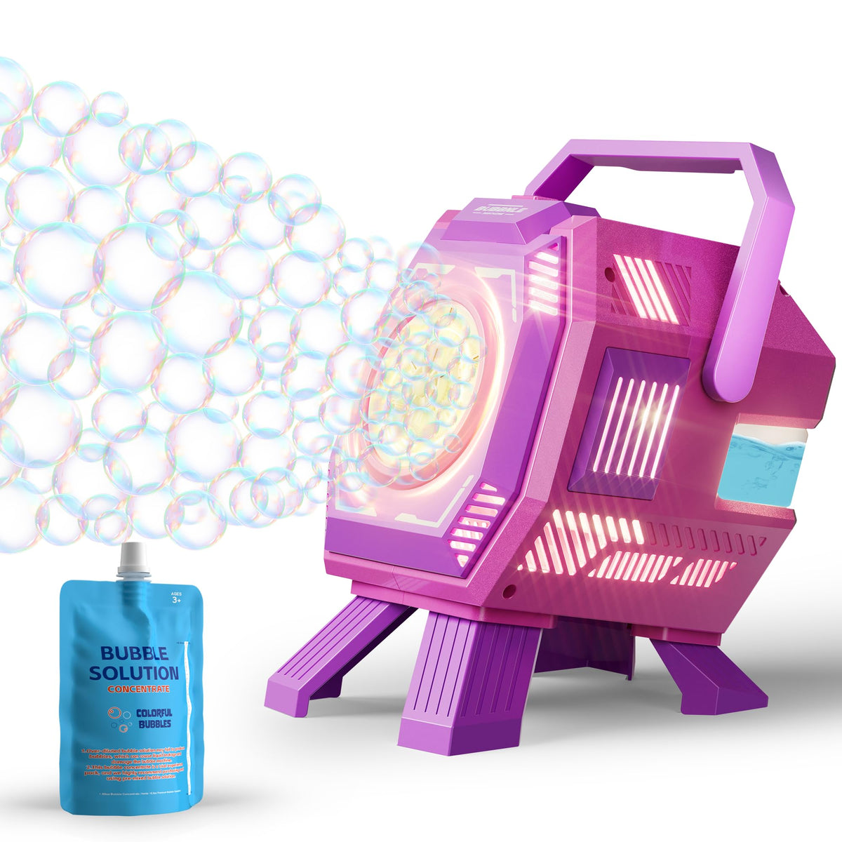 Belemar Bubble Machine with Lights creates a dazzling outdoor bubble show.