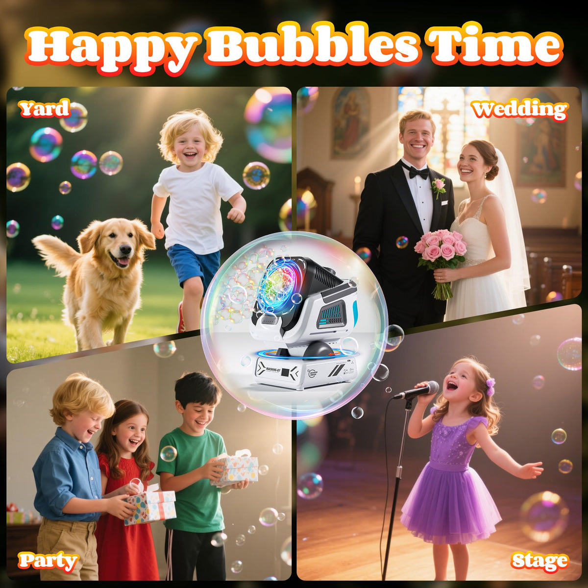 Belemar bubble machine ideal for outdoor parties, birthdays, and garden gatherings