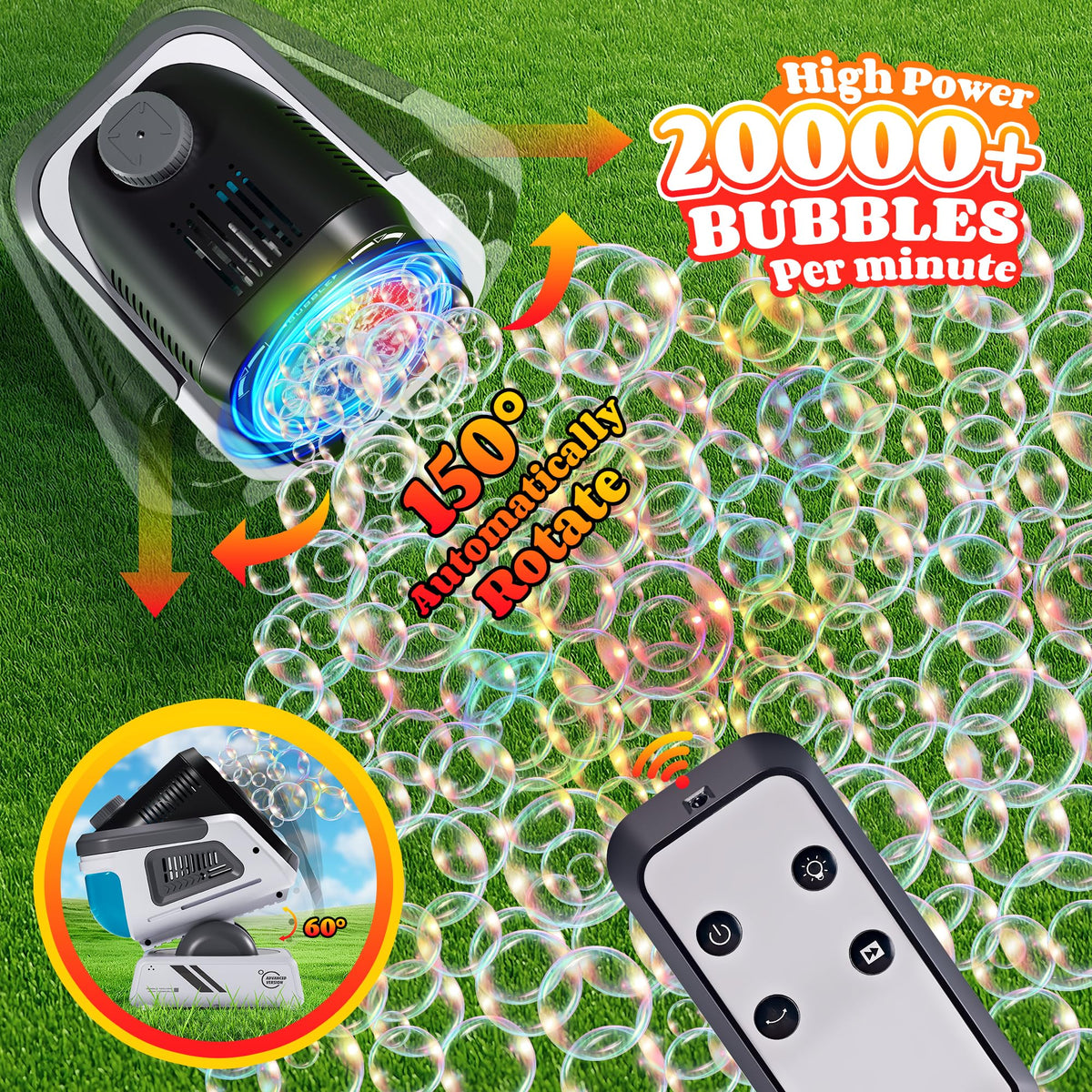 Belemar bubble machine RGB lights create a dazzling night-time ambiance