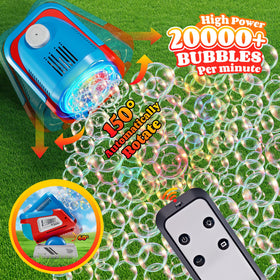 Belemar Bubble Machine RGB lights create a vibrant nighttime ambiance.