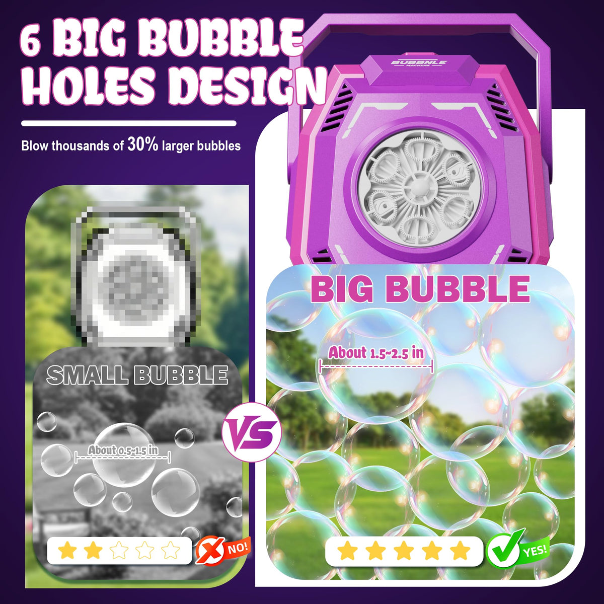Belemar six nozzles provide larger, impressive bubbles.