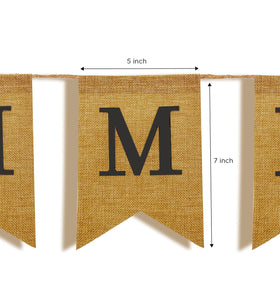 Bellium black letters and symbols provide bold, legible messages on versatile faux burlap banners
