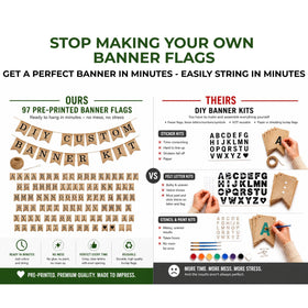 Bellium twine and needles included enable quick assembly of a banner in minutes