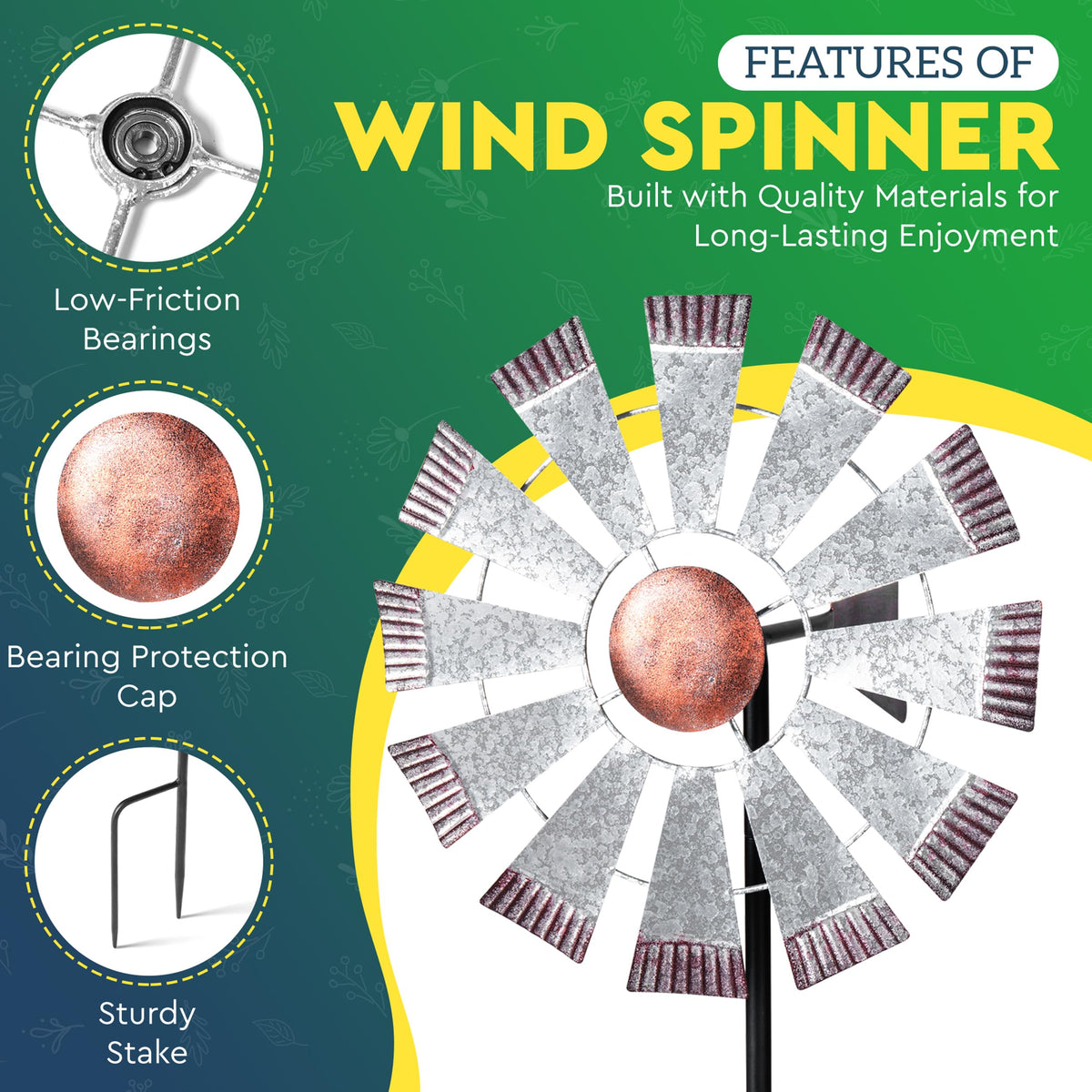 Bellovira copper-toned center highlights focal point and classic windmill character