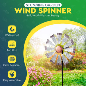 Bellovira windmill wheel 13-inch in motion adds charm and motion to any garden