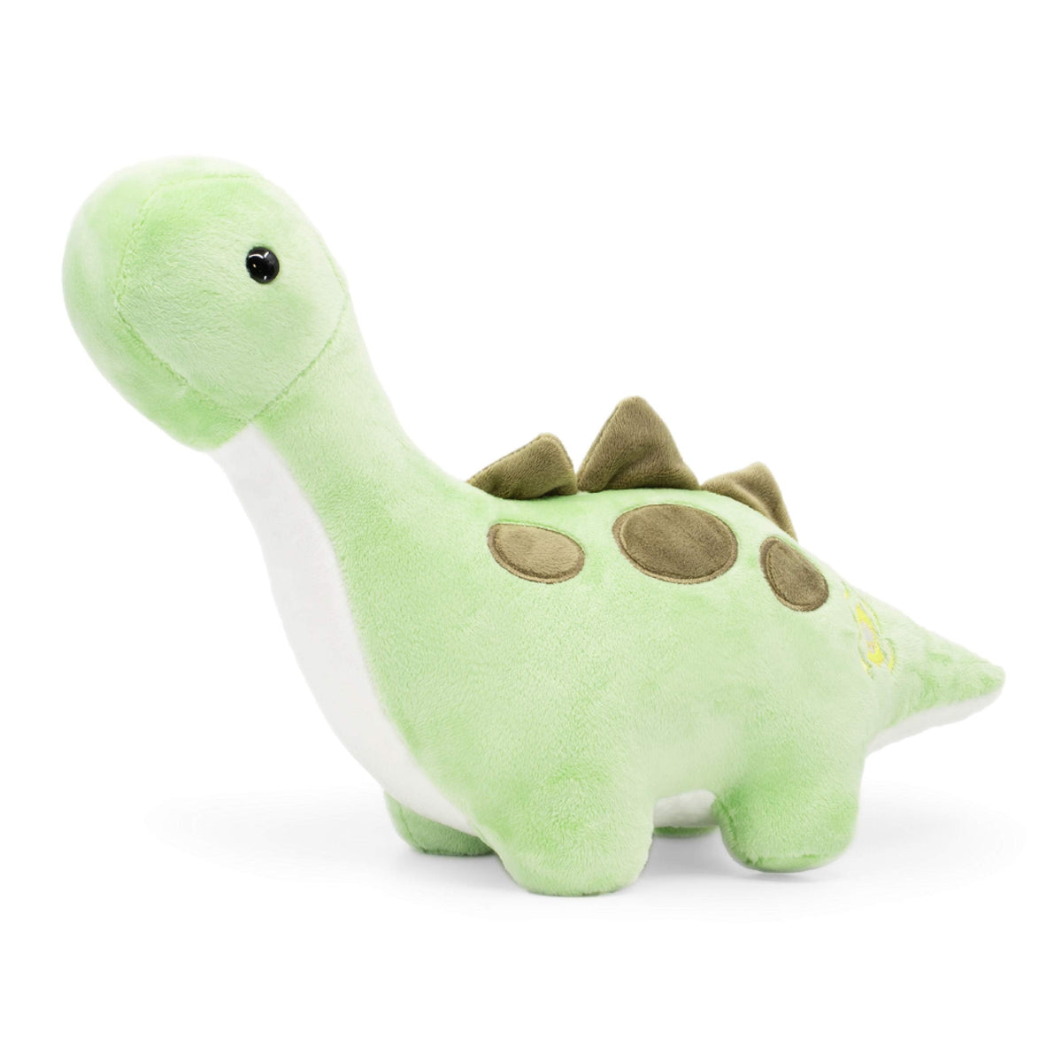 Bellzi Brontosaurus Bronti plush being hugged for cozy cuddles.