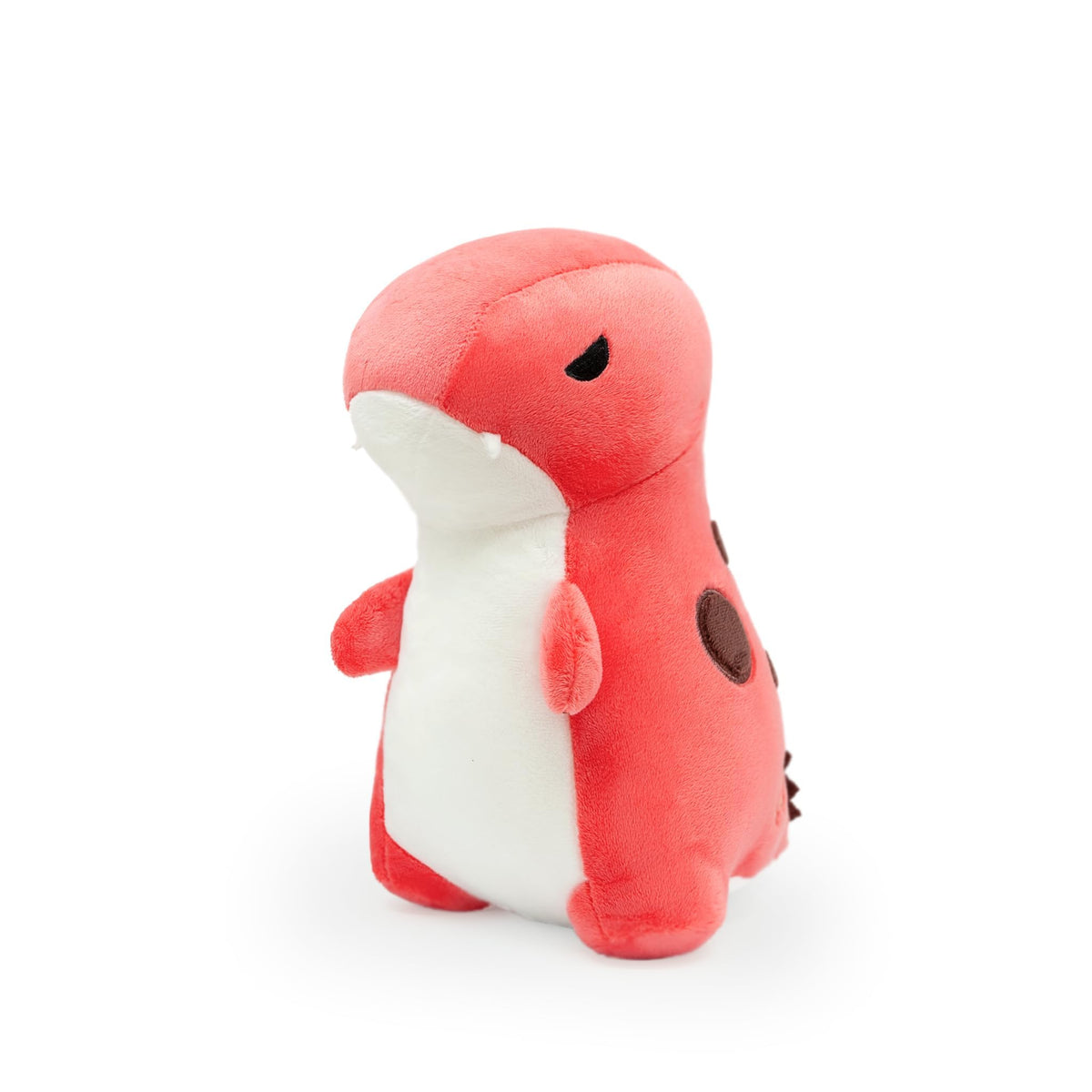 Bellzi Rexxi pink T-Rex plush, front view, perfect cuddle buddy for kids.