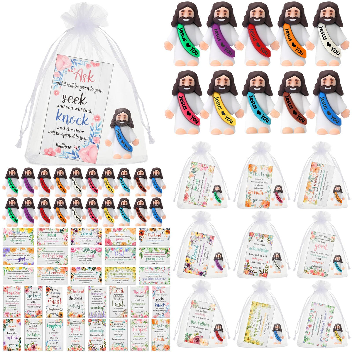 Bememo Jesus figurines colorful bulk pack for festive church decorations and DIY gift bags