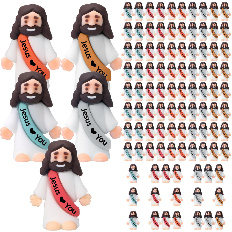 Bememo Little Jesus figures pack highlights durable rubber construction for Easter decor
