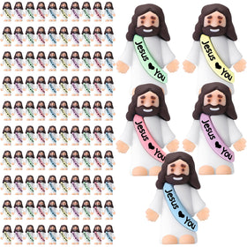 Bememo little Jesus figures in pastel macaron colors, ideal for Easter decor and photo props.
