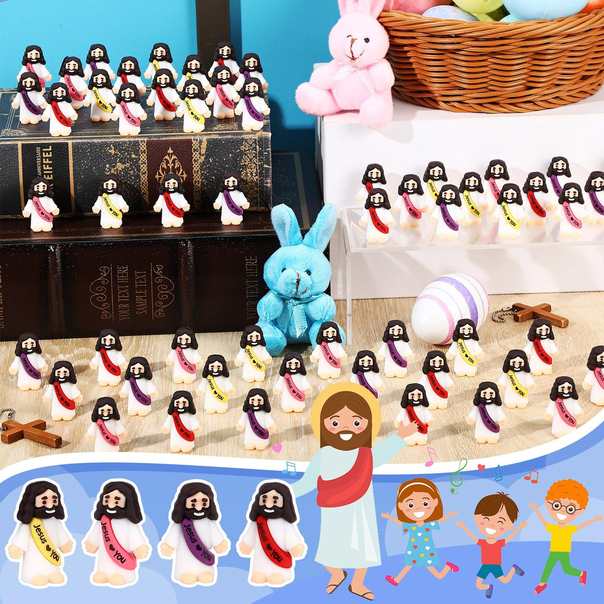 Bememo rubber Jesus doll set, durable and safe for kids during Easter activities.