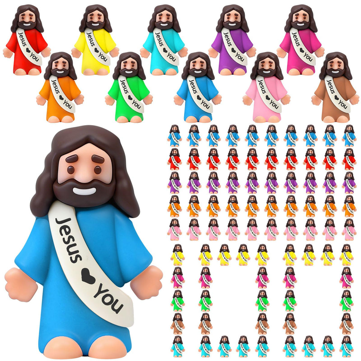 Bememo little Jesus figurines in red cassock for Easter decor and gifts