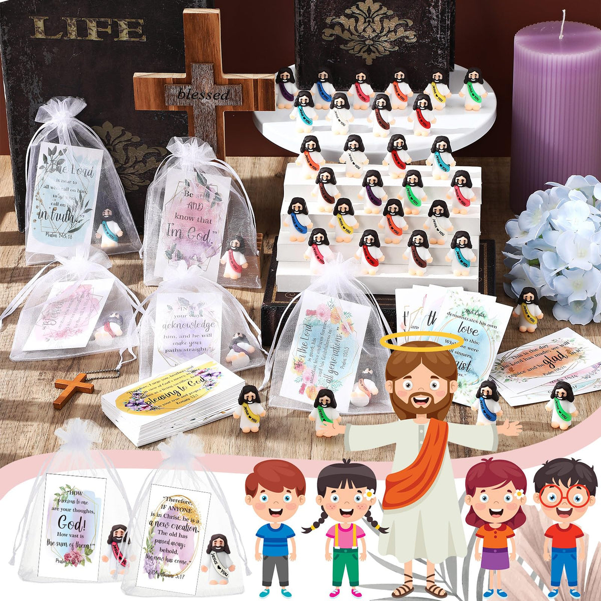 Bememo miniature Jesus figurines close-up showing durable material