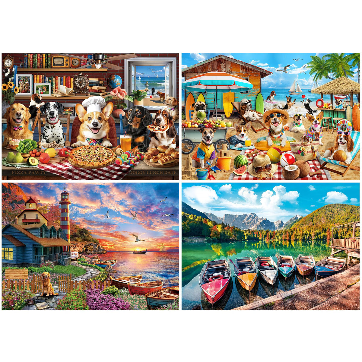 BenBen 1000-piece puzzle Dogs Dinner Party cover shows vibrant dining scene.