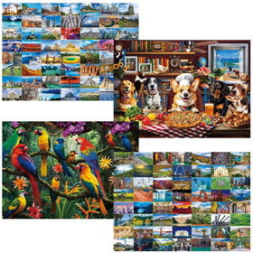 BenBen 1000-piece Dogs' Dinner Party puzzle back with letters to help sorting.