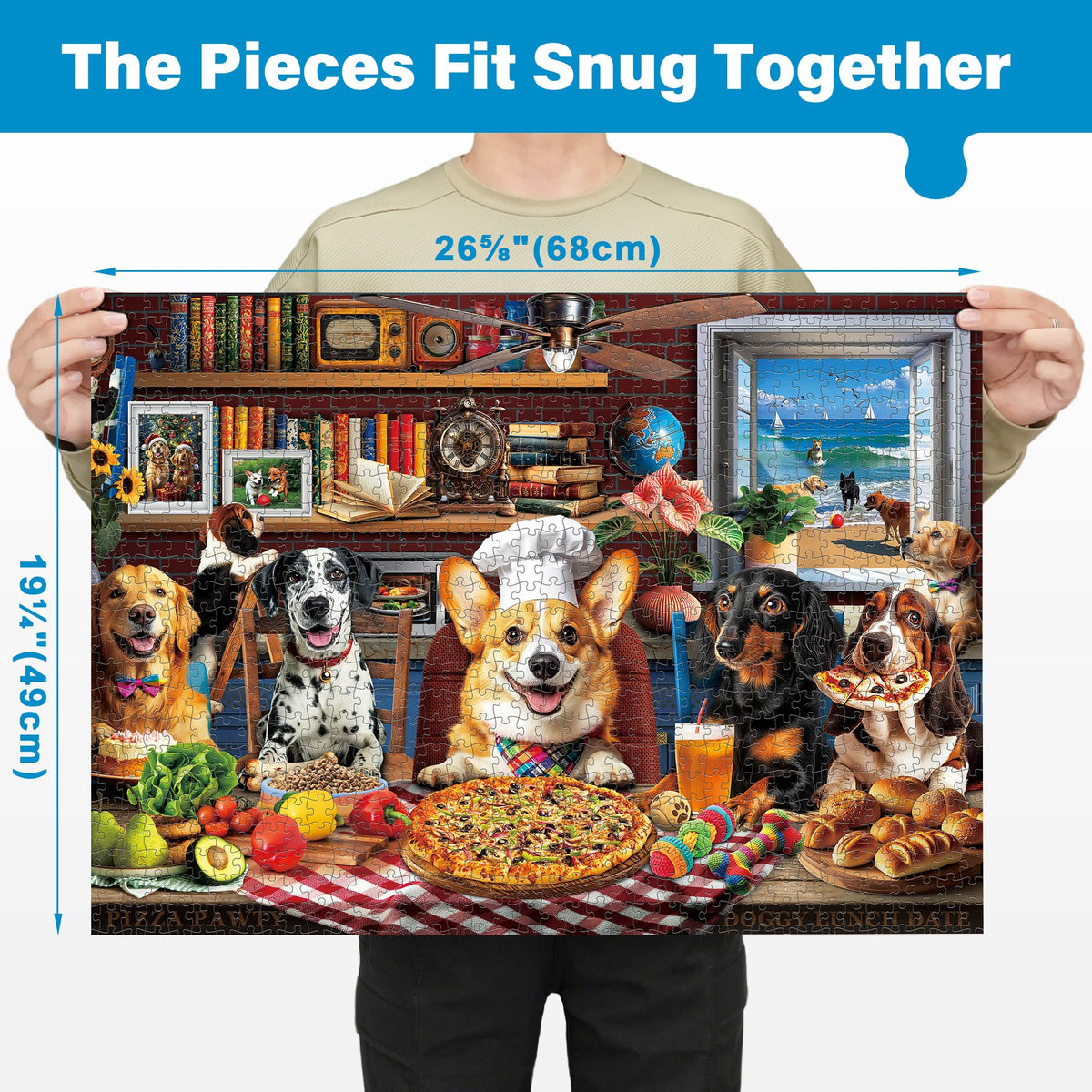 BenBen 1000-piece Dogs' Dinner Party front view with vivid imagery.