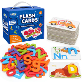 BenBen Alphabet Flash Cards with 52 wooden letters for engaging early literacy.
