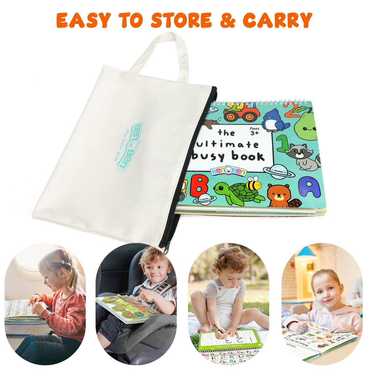 BenBen Busy Book colors and shapes page fosters color learning and sorting.