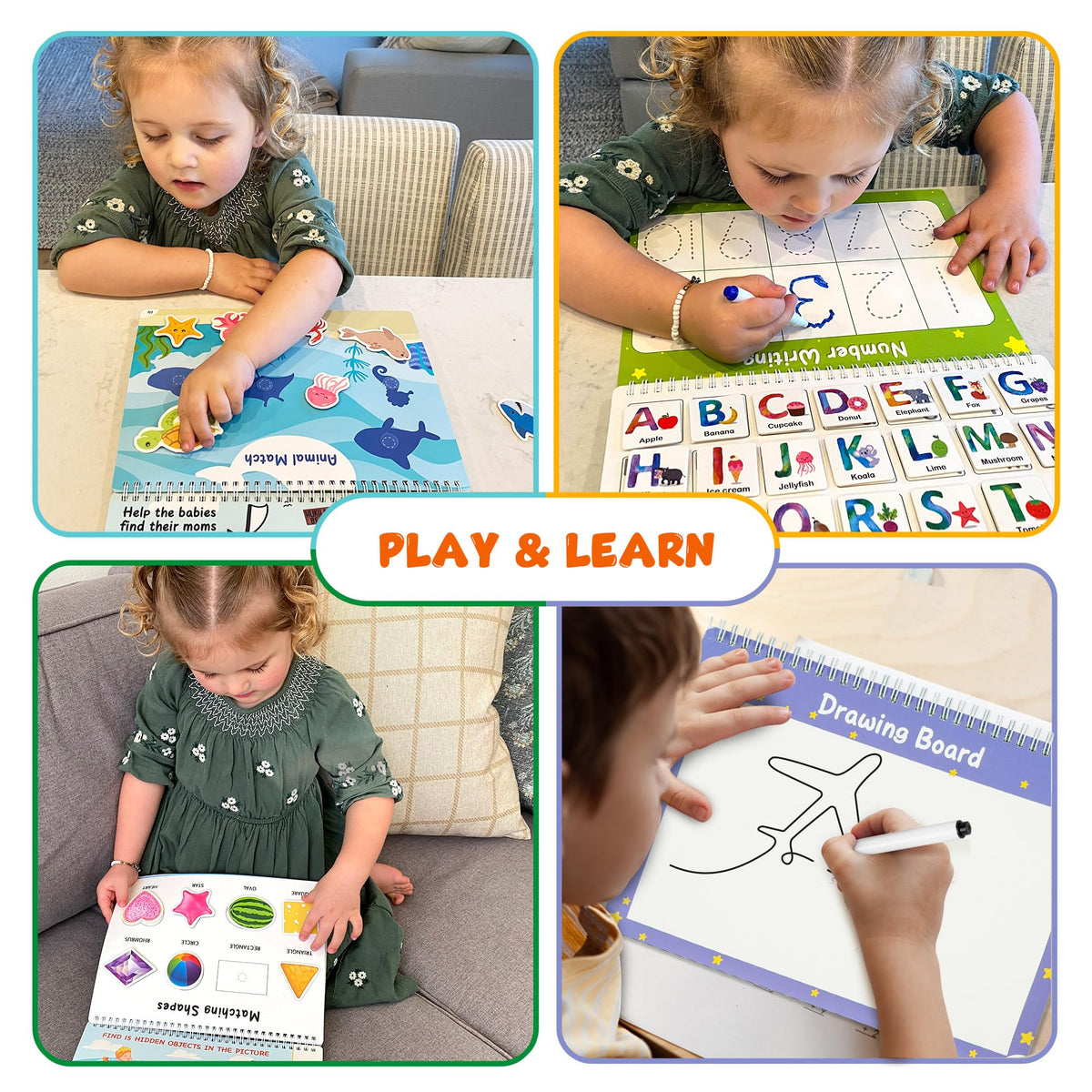 BenBen Busy Book fruits and vegetables page introduces healthy choices.