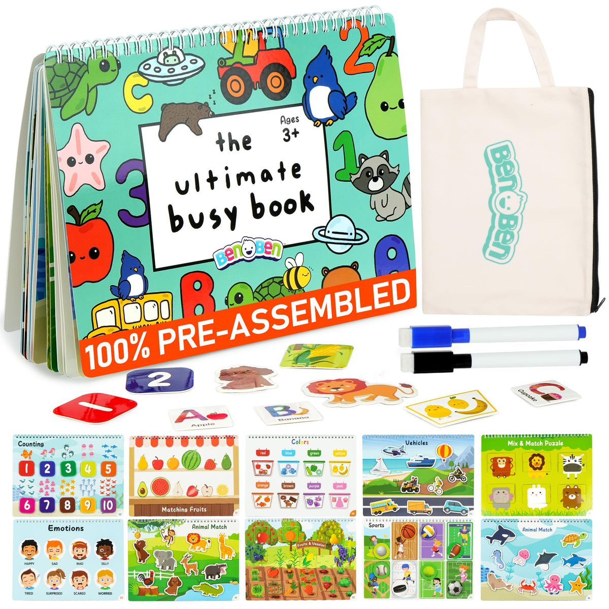BenBen Busy Book numbers tracing page boosts early numeracy and fine motor skills.