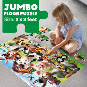 Children assembling BenBen puzzle on a 2x3ft scene