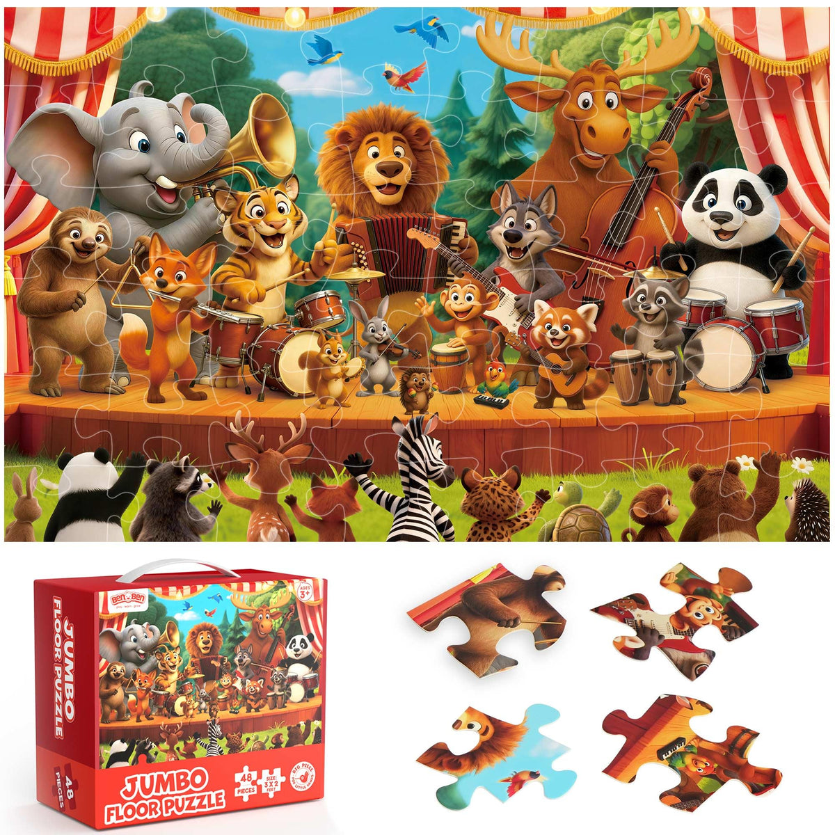 BenBen floor puzzle forest animals 48-piece, engaging for kids during screen-free play