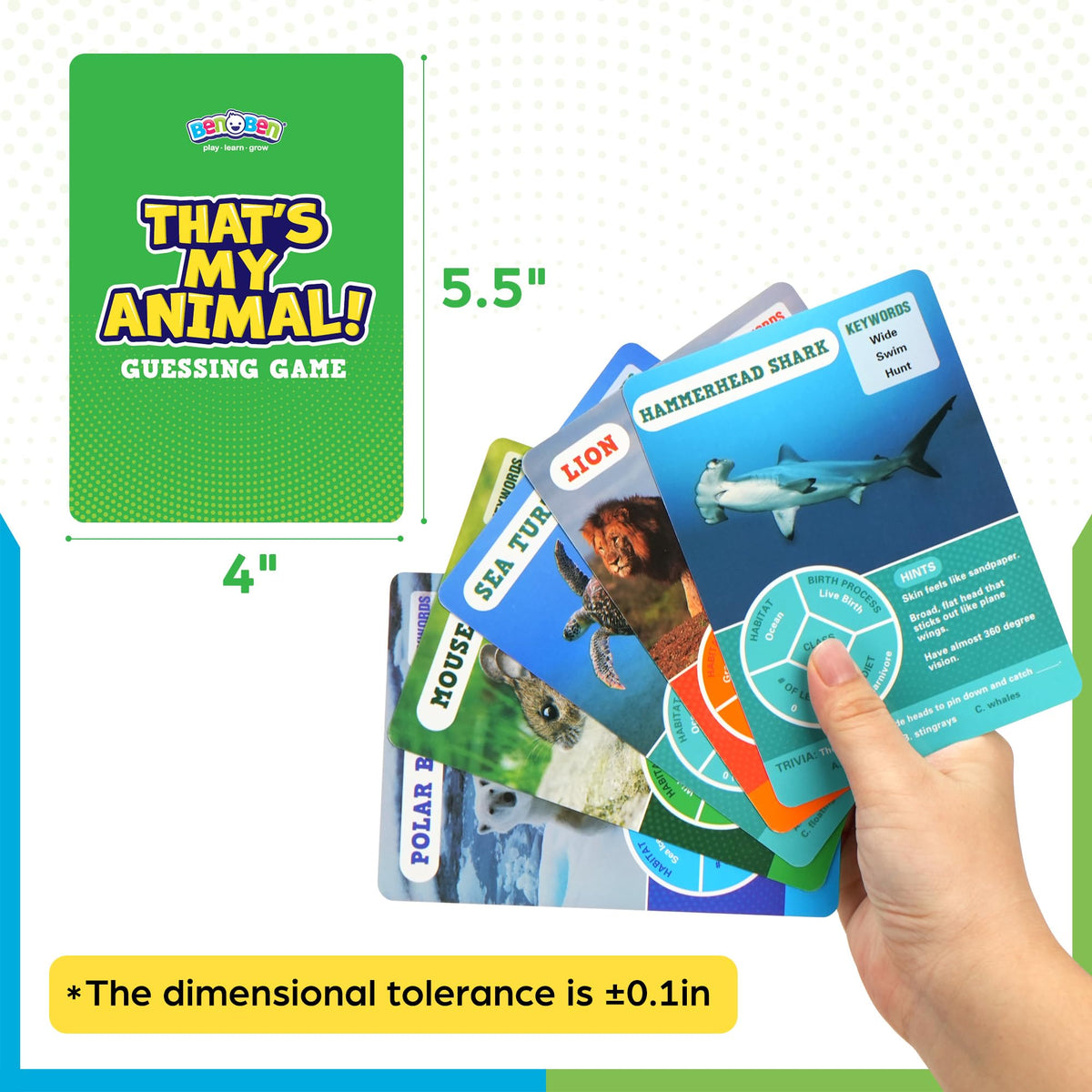 BenBen Guess The Animal Card Game: ideal gift for kids and animal lovers