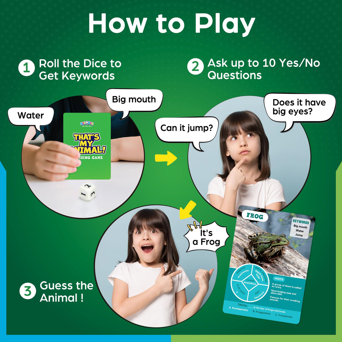 BenBen Guess The Animal Card Game: instruction sheet for quick setup
