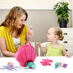 BenBen seashell bag with zipper for on-the-go toy storage.