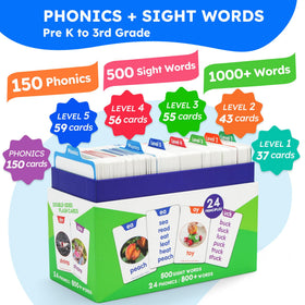 BenBen Phonics flash cards collection highlighting progression for reading.